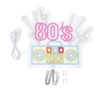 Jenngaoo Neon Sign LED 80s, Panel de Acrilico con Tiras LED Multi Color Decoracion de Pared para Bar Fiesta Tienda Cafe, USB, Cadena de Metal, 80's Wall Decor