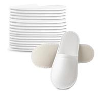 Jenngaoo Pantuflas Desechables para Hotel y Spa - 12 Pares Zapatillas Antideslizantes | Talla 43 EU Unisex | Plantilla de 4mm Ideal para Piscinas Y Hammam, Blanco Puro