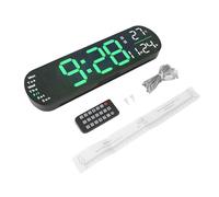 Jenngaoo Reloj de Pared Digital con Pantalla LED Grande, Control Remoto, 8 Colores Ajustables, Alarma Digital, Temporizador, Brillo Adaptable para Sala de Estar y Dormitorio (Verde)