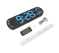 Jenngaoo Reloj de Pared Digital con Pantalla LED Grande, Control Remoto, 8 Colores Ajustables, Alarma Digital, Temporizador, Brillo Adaptable para Sala de Estar y Dormitorio (Azul)