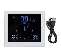 Jenngaoo Reloj Digital Multifuncional con Alarma, Termómetro Higrómetro, Pantalla Táctil, Temporizador Cuenta Atrás, para Hogar Oficina Decoración de Baño Cocina Dormitorio (Blanco)
