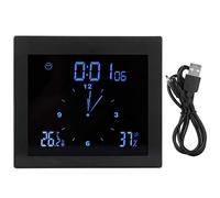 Jenngaoo Reloj Digital Multifuncional con Alarma, Termómetro Higrómetro, Pantalla Táctil, Temporizador Cuenta Atrás, para Hogar Oficina Decoración de Baño Cocina Dormitorio (Negro)