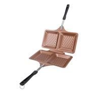 Jenngaoo Sandwichera Eléctrica, Sandwichera Tostadora de Panini Doble Cara Antiadherente para Estufa, Plancha para Sándwich Cuadrada, Fabricada en Hierro, para Cocina Casera y Camp (Oro)