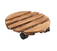 Jenngaoo Soporte para Maceta con Rodillos, Carro de Rodillos para Plantas de Madera, Carrito de Plantas Móvil para Maceta de Patio Interior y Exterior(Ronda)