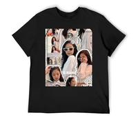 Jennie Athletic Raglan - Camiseta deportiva de manga corta, mezcla de algodón, manga corta, Negro, L
