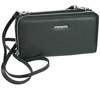 JENNIFER JONES - Bolso pequeña de Piel para Mujer con Correa desmontable - 2 en 1 - Cartera, Portamonedas con Compartimento para teléfono móvil, Color Negro