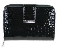 Jennifer Jones - Cartera de Piel auténtica para Mujer Moderno diseño de cocodrilo Brillante Protección RFID (A/Negro)