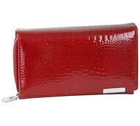 Jennifer Jones - Cartera de Piel auténtica para Mujer Moderno diseño de cocodrilo Brillante Protección RFID (B/Rojo)