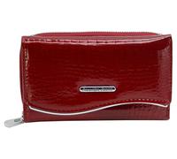 Jennifer Jones - Cartera de Piel auténtica para Mujer Moderno diseño de cocodrilo Brillante Protección RFID (D/Rojo)