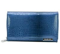 Jennifer Jones - Cartera de Piel auténtica para Mujer Moderno diseño de cocodrilo Brillante Protección RFID (B/Azul)