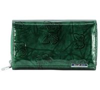 Jennifer Jones - Cartera de piel grande para mujer, monedero con muchos compartimentos, portamonedas con protección RFID, motivo de mariposas, verde, 15.5 x 9.5 x 4 cm