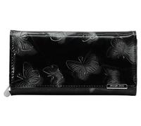 Jennifer Jones - Cartera Grande de Piel para Mujer, lacada diseño de Mariposa, Billetera con protección RFID, Negro