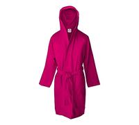 Jenny Sesal - Albornoz para hombre y mujer de microfibra suave, ligero, ahorra espacio, de secado rápido con capucha, bolsillos, cinturón con trabillas y gancho, fucsia, L