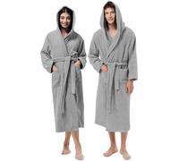 Jenny Sesal Albornoz UNISEX de esponja, ideal para CASA, SPA, SAUNA, GIMNASIO. Suave y con alta capacidad de secado, gris, L