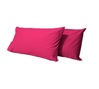 JENNY SESAL Fundas de almohada de algodón liso 100% algodón puro Paquete de 2 con cierre de sobre, suaves fundas de almohada 50 x 80 cm (Fucsia)