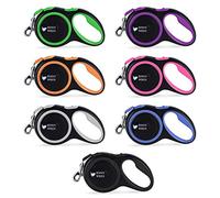 Jenny Wren Correa retráctil para perro sin enredos, con mango antideslizante; cinta reflectante de nailon fuerte de 8 m/26 pies; freno con una mano, pausa, azul