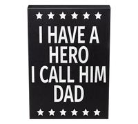 Jennygems Dad Gift - Tengo un hroe, lo llamo pap, signo de madera - Regalo sincero para los cumpleaos de Navidad presentes de nios a pap amo