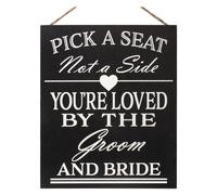JennyGems Pick a Seat Not a Side Sign You Are Loved by the Groom and Bride Wedding Signs and Decor for Ceremony Directional Signage Made in USA Bl