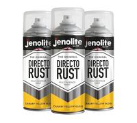 JENOLITE Directorust Pintura en aerosol brillante | AMARILLO CANARIO | 3x400ml | Pintura en aerosol directa al óxido para metal | Múltiples superficie: madera, metal, plástico | RAL1018