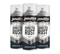 JENOLITE Directorust Pintura en aerosol brillante | GRIS CARBÓN | 3x400ml | Pintura en aerosol de óxido directo para metal | Múltiples superficies: madera, metal, plástico | RAL7016