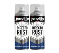JENOLITE Directorust Pintura en aerosol brillante | ULTRA MARINO AZUL | 2x400ml | Pintura en aerosol de óxido directo para metal | Múltiples superficies: madera, metal, plástico | RAL5002