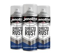 JENOLITE Directorust Pintura en aerosol brillante | ULTRA MARINO AZUL | 3x400ml | Pintura en aerosol de óxido directo para metal | Múltiples superficies: madera, metal, plástico | RAL5002