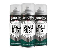 JENOLITE Directorust Pintura en aerosol brillante | VERDE CAZADOR | 3x400ml | Pintura en aerosol directa al óxido para metal | Múltiples superficie: madera, metal, plástico | RAL6028