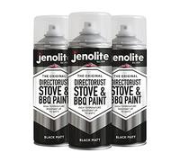 JENOLITE Directorust Pintura en aerosol para barbacoa y estufa | NEGRO | Resistente a temperaturas muy altas hasta 650°C | Barbacoas, estufas, chimeneas, automoción | 3x400ml