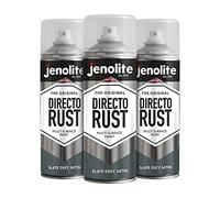 JENOLITE DIRECTORUST Pintura en aerosol satinada | GRIS PIZARRA | 3x400ml | Pintura multisuperficie todo en uno: metal, madera, plástico | Aplicar directamente sobre el óxido | RAL 7031
