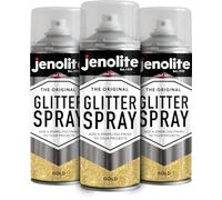 JENOLITE Pintura en aerosol con purpurina | ORO | Pintura con purpurina de colores | Multisuperficie | Ideal para Marcos de Fotos, Espejos, Adornos y Manualidades | 3 x 400ml