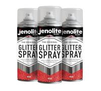 JENOLITE Pintura en aerosol con purpurina | ROJO | Pintura con purpurina de colores | Multisuperficie | Ideal para Marcos de Fotos, Espejos, Adornos y Manualidades | 3 x 400ml