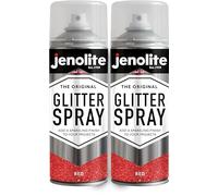 JENOLITE Pintura en aerosol con purpurina | ROJO | Pintura con purpurina de colores | Multisuperficie | Ideal para Marcos de Fotos, Espejos, Adornos y Manualidades | 2 x 400ml
