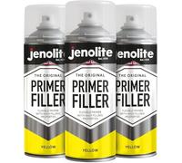JENOLITE Pintura en aerosol para imprimación y masilla | AMARILLO | Imprimación flexible | Rellena pequeñas abolladuras y rayones | Deja un acabado suave | 3 x 400ml