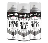 JENOLITE Pintura en aerosol para imprimación y masilla | BLANCO | Imprimación flexible | Rellena pequeñas abolladuras y rayones | Deja un acabado suave | 3 x 400ml