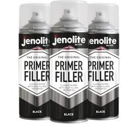 JENOLITE Pintura en aerosol para imprimación y masilla | NEGRO | Imprimación flexible | Rellena pequeñas abolladuras y rayones | Deja un acabado suave | 3 x 400ml