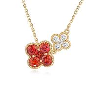 Jenosy Cadena de diamantes para mujer, collar de piedra natal para mujer, chapado en oro de 14 quilates, collar de trébol de cuatro hojas con colgante de circonita, medium, Latón, No es una piedra