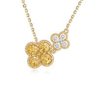 Jenosy Cadena de diamantes para mujer, collar de piedra natal para mujer, chapado en oro de 14 quilates, collar de trébol de cuatro hojas con colgante de circonita, medium, Latón, No es una piedra