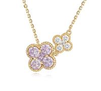 Jenosy Cadena de diamantes para mujer, collar de piedra natal para mujer, chapado en oro de 14 quilates, collar de trébol de cuatro hojas con colgante de circonita, medium, Latón, No es una piedra