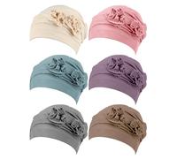JenPen 6 Piezas de Turbante para Mujer, Gorro de quimioterapia, turbantes Suaves Vintage, Gorros, pañuelo para la Cabeza, Gorro elástico para Mujeres, para Dormir, cáncer, Pacientes con pérdida de