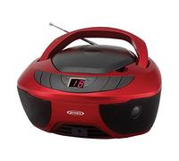 Jensen CD-475R - Reproductor de CD portátil con Radio Am/FM y Entrada Auxiliar y Conector para Auriculares, Color Rojo