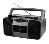 Jensen MCR-1500 Vintage Stereo portátil CD/MP3 grabadora de Cubierta de Casete Dual Boombox, Pantalla LED, Radio Am/FM, Refuerzo de Graves (Exclusivo) (Platino)