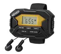 Jensen SAB-60 Brazalete Digital Am/FM Radio estéreo con Reloj y Auriculares, Negro, SAB-60