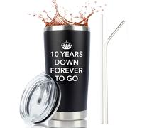 JENVIO - 10.? aniversario para ?l | Vaso/taza de viaje de acero de 20 oz para caf? o bebidas fr?as | El mejor regalo de boda para hombres, mujeres, tr