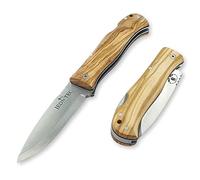 JEO-TEC Nº16 Navaja de Bolsillo para Bushcraft Supervivencia Acampada Caza Pesca Actividades al Aire Libre, Acero Inoxidable Sandvik 14C28N Scandi, Cuchillo Plegable Hecho a Mano en España