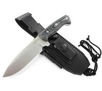 JEO-TEC Nº39 - Cuchillo Supervivencia Caza Monte bushcraft Camping Outdoor Campo - Funda de Piel o kydex con pedernal y Piedra afilar incluidos - Acero MOVA 58 - Fabricado en España