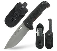 JEO-TEC Nº47 - Navaja de supervivencia caza monte bushcraft camping outdoor campo - Funda Cordura - Hoja Pavonada de 10 cm - Acero MOVA 58 - Fabricado en España