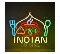 Jeocoai Señal de luz de neón Letrero luminoso de neón para comida india, decoración pared para restaurantes y tiendas rápida, 38 cm × 32