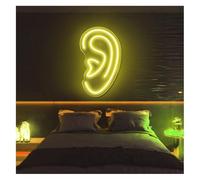 Jeocoai Señal de luz de neón Luces de neón con forma oreja humana y brillo ajustable es para estudio hogar 48 cm x 28(D)