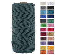 JeogYong Cuerda de macramé, Hilo Grueso de algodón Natural, Cuerda de macramé de 4 Capas para Colgar en la Pared, colgadores, Bricolaje, decoración del hogar, Embalaje de Regalo, 3 mm x 109 Yardas