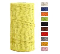 JeogYong Cuerda de yute de 2 mmx100 m, cuerda de yute de color natural de 3 capas, cuerda de yute gruesa para decoración de floristería, agrupación, regalos de envoltura (amarillo)